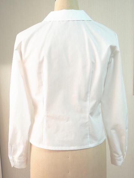 (再販）ショールカラーのフリル付きブラウスC（オフ白）