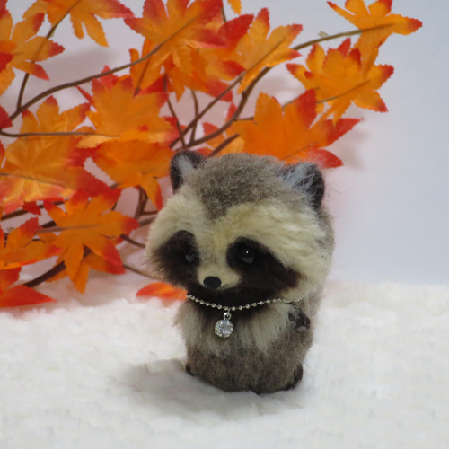 羊毛フェルト タヌキ たぬき テディベア ホンドタヌキ 狸 置物 羊毛