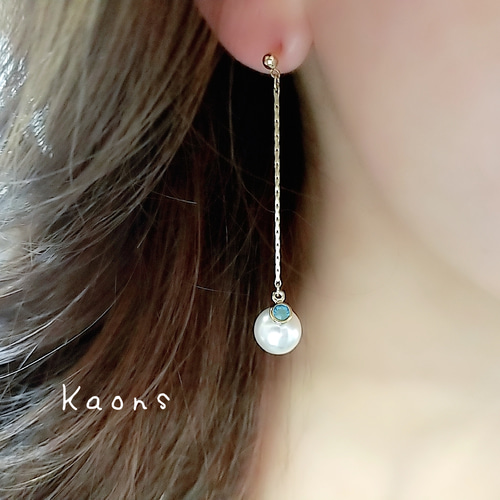 揺れるパールピアス/イヤリング クリスタルピアス//イヤリング ロング 