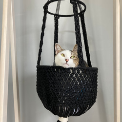 猫用　ハンモック　ベッド　マクラメ編み 3枚目の画像