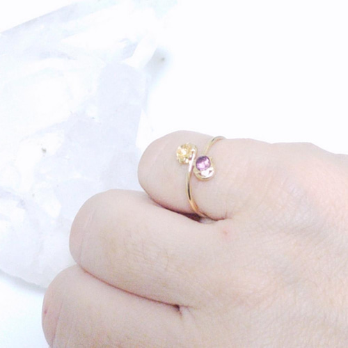 C-237 ツートーンリング18kgp（アメジスト＆シトリン） 指輪・リング