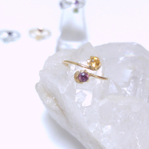 2様 シトリン リング 18号 C-237 ツートーンリング18kgp（アメジスト＆シトリン） 指輪・リング