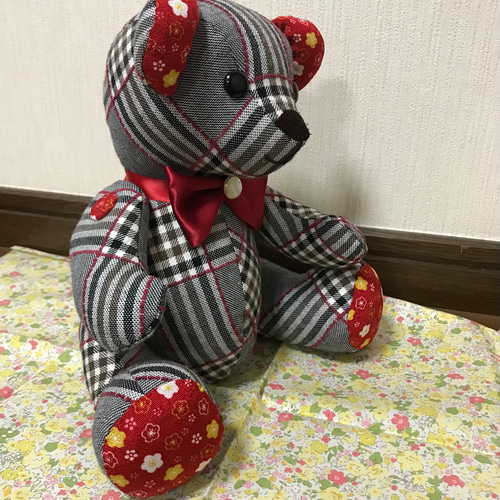 ぬいぐるみ 赤と青のチェック柄 Amazon.co.jp: テディベア クマ マスコット ぬいぐるみ チェック