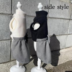【S.M】千鳥柄ワンピース♡ハイネック　リボン　立体刺繍　フリース　タートルネック　袖なし　女の子スカート 2枚目の画像