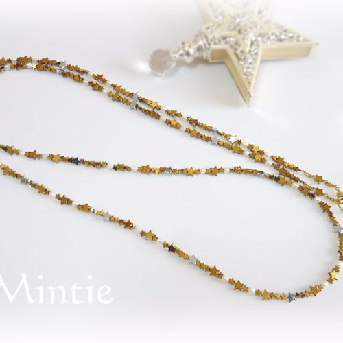 SALE】ロングネックレス ヘマタイトスター(ゴールド) ネックレス