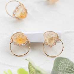 14kgf-citrine & natural brown zircon 耳針 第7張的照片