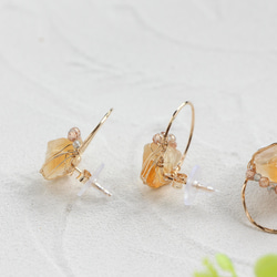 14kgf-citrine & natural brown zircon 耳針 第6張的照片