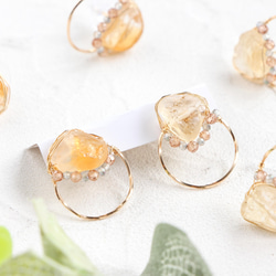 14kgf-citrine & natural brown zircon 耳針 第1張的照片