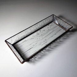 「アルトドイッチェ」ガラスと昭和型板「ダイヤ」ガラス✴︎ ステンドグラス　トレー（大）【文房具　腕時計　アクセサリ入に】 2枚目の画像