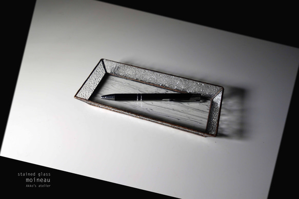「アルトドイッチェ」ガラスと昭和型板「ダイヤ」ガラス✴︎ ステンドグラス　トレー（大）【文房具　腕時計　アクセサリ入に】 3枚目の画像
