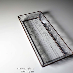 「アルトドイッチェ」ガラスと昭和型板「ダイヤ」ガラス✴︎ ステンドグラス　トレー（大）【文房具　腕時計　アクセサリ入に】 4枚目の画像