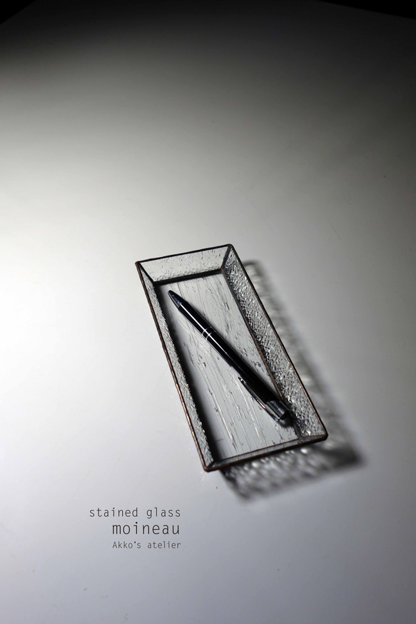 「アルトドイッチェ」ガラスと昭和型板「ダイヤ」ガラス✴︎ ステンドグラス　トレー（大）【文房具　腕時計　アクセサリ入に】 5枚目の画像
