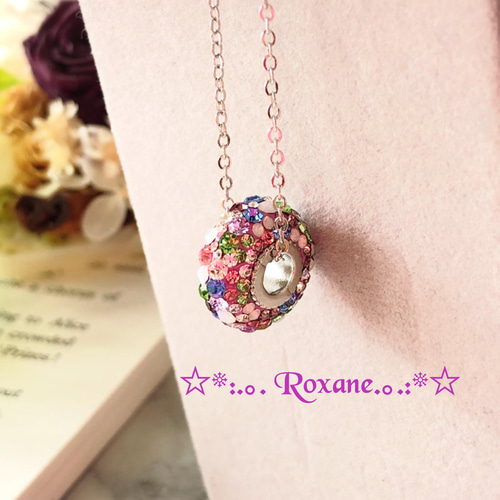 スワロフスキー　グルーデコ用 再販×1】色が選べる グルーデコ スワロフスキー ロンデル ネックレス