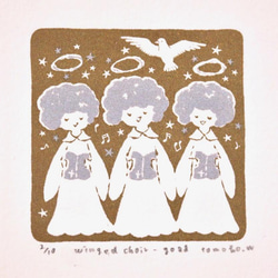 版画 - winged choir -gold（シルクスクリーンプリント） 3枚目の画像