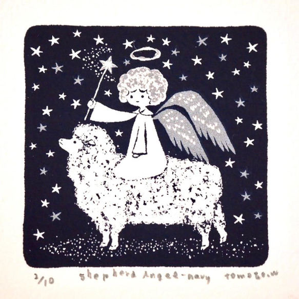 Prints --shepherd angel --navy（絲網印刷） 第3張的照片