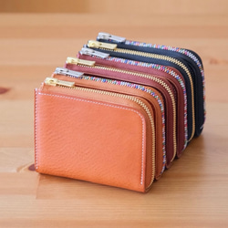 コンパクト&大容量 L字ファスナーミニ財布 全シリーズ  名入れ可 春財布 母の日名入れ 1枚目の画像
