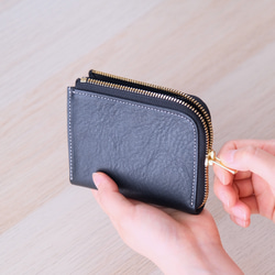 L字ファスナーミニ財布 ブラック/ゴールドファスナー コンパクト&大容量 春財布 5枚目の画像