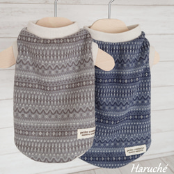 犬服 【Mサイズ】 フェアアイル柄 ジャガード生地 カラー：グレー  