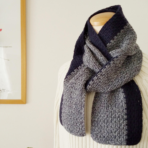 ふわり 手編みのマフラー 上質素材 柔らか 空気を含む糸 男女兼用 ペア