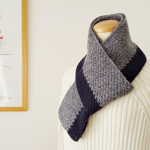 ふわり 手編みのマフラー 上質素材 柔らか 空気を含む糸 男女兼用 ペア
