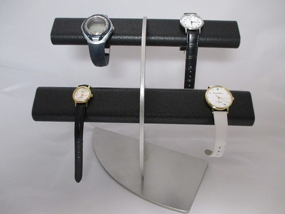 腕時計スタンド　ブラック革バンド専用三日月腕時計スタンド 　受注生産　No.170406 2枚目の画像
