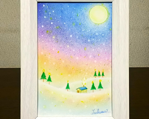 星の降る夜ハンドメイドパステル画絵画アート原画