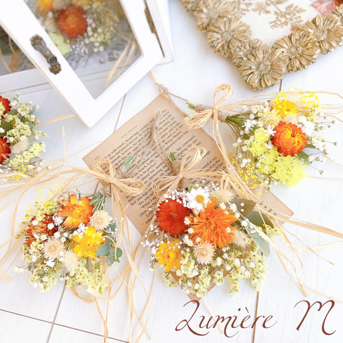 ビタミンカラーリース夏リースドライフラワーリース花束リーススワッグ