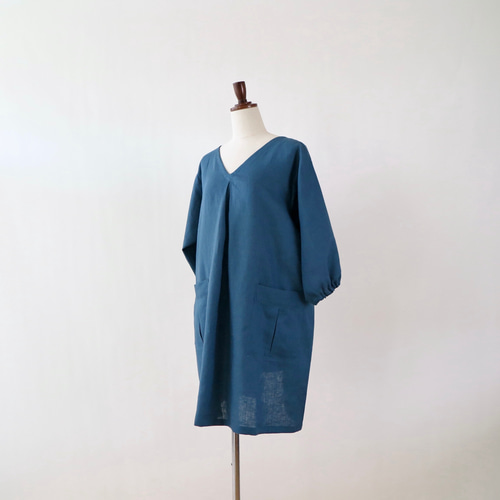 #26005 ハルソラタン　リネン100% かっぽう着 リネン / 選べる色 • 丈 / かっぽう着 / 後ろボタン 2個