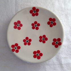 豆皿 「椿」京絵付けガラス 京都 京焼 清水焼 つばき ツバキ 赤 ピンク