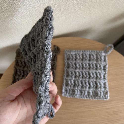 ハンドメイド エコたわし アクリルたわし スクエア 3個セット その他