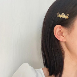 韓国ファッション　蝶　ゴールド　セットヘアピン　ヘアアクセサリー　-7093 6枚目の画像