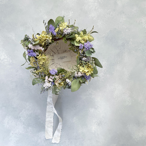 ユーカリと紫陽花の森の雰囲気リース