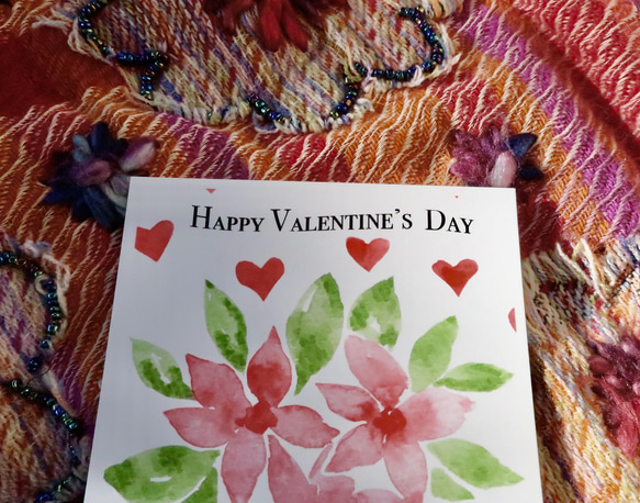 3枚セット・ミニメッセージカード２枚・手作り・バレンタインポストカード・水彩画イラストポストカード 7枚目の画像