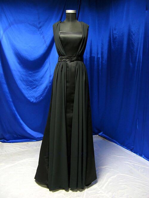 上品なブラック ロングドレス プロムドレス サイズオーダー無料