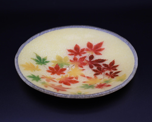 ✨金硝子紅葉丸皿✨金色もみじ皿✨敬老の日✨誕生日プレゼント