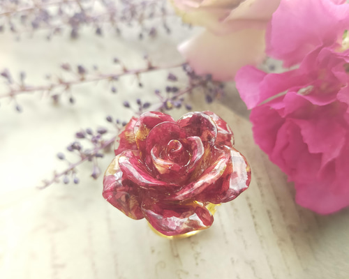 りんごでもいっしょに。 ドライフラワー赤薔薇 アンティーク調