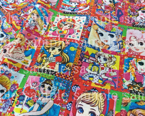 コットンリネン生地）レトロ乙女（Aパネル柄） 生地 Atelier⭐︎乙女