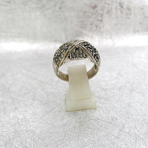 送料無料!1点物のブルートパーズ（希望の石）づくしのシルバー925製リング！