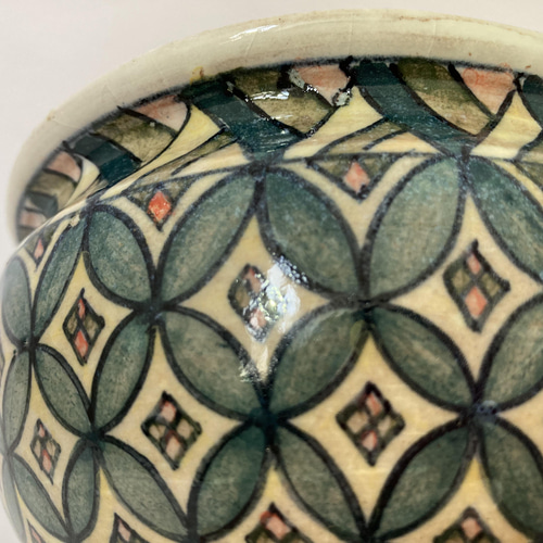 茶こぼし】【花器】【中鉢】【送料無料】七宝つなぎ柄 手作陶芸 円満
