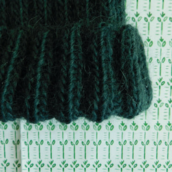 法國包郵 ☆ 蓬鬆羊駝毛混紡針織帽 深綠色 第3張的照片
