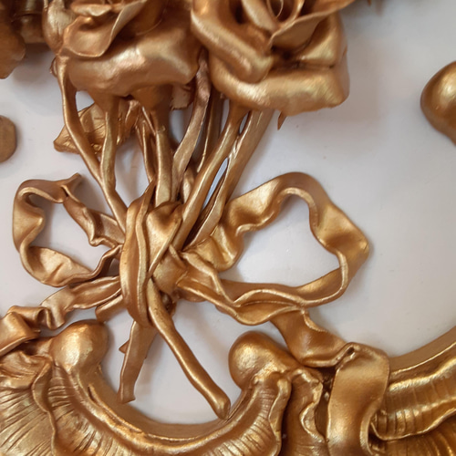 金彩フランスロココ彫刻小さなバラの花束（壁掛けタイプ） 彫刻 Rcoco