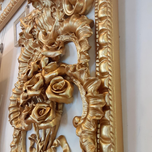 金彩フランスロココ彫刻小さなバラの花束（壁掛けタイプ） 彫刻 Rcoco