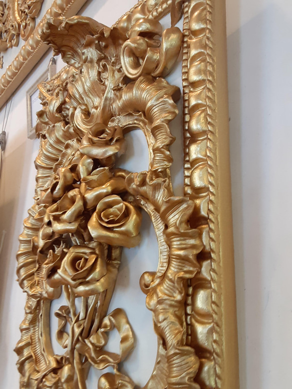 金彩フランスロココ彫刻小さなバラの花束（壁掛けタイプ） 4枚目の画像