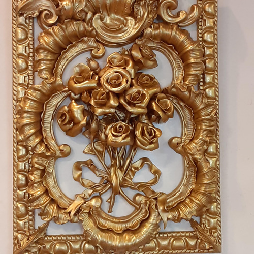 金彩フランスロココ彫刻小さなバラの花束（壁掛けタイプ） 彫刻 Rcoco 