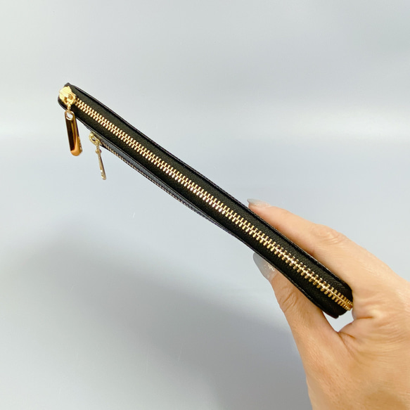 薄くて軽くて大容量な長財布 14ZipWallet リザードブラック【スクイーズ Squeeze】日本製 8枚目の画像