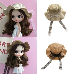ドール用　ボネ　帽子　ストローハット ドール用 ボネ 帽子 ストローハット アンティーク雑貨