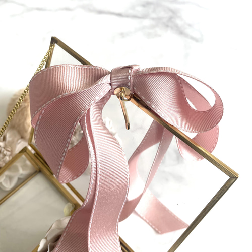 ふわふわリボンポニーフック ピンク ポニーフック・ヘアカフス