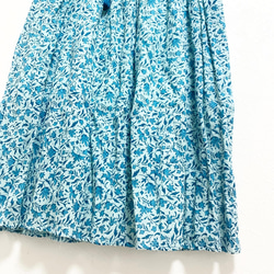 インド綿花柄ギャザースカート エメラルド 2枚目の画像