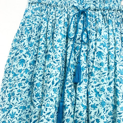 インド綿花柄ギャザースカート エメラルド 3枚目の画像