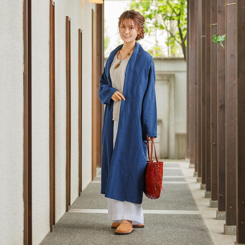 良品 evam eva エヴァムエヴァ リネンニットカーディガン ロング